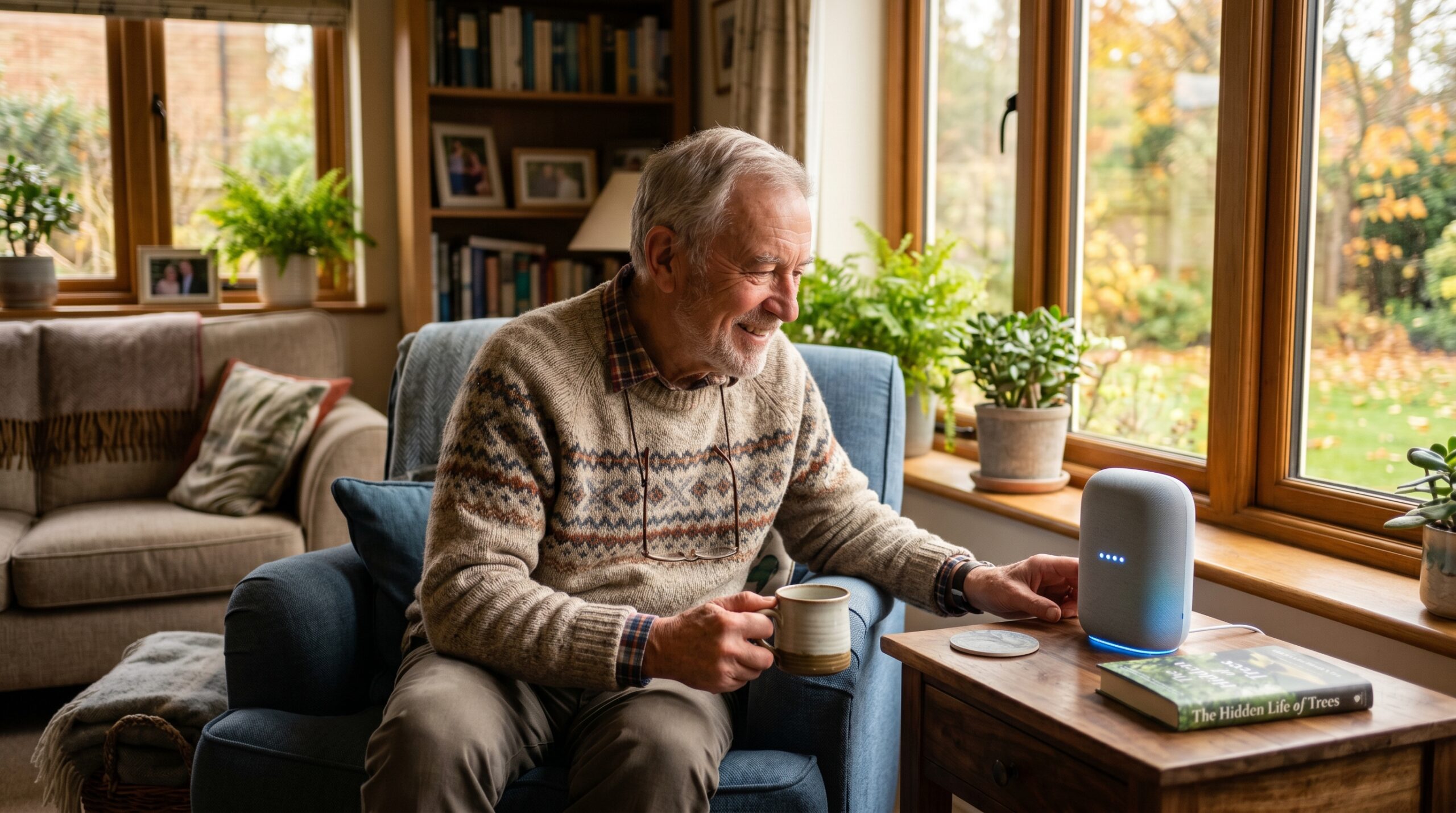 Older man living independently at home as part of an aging in place lifestyle